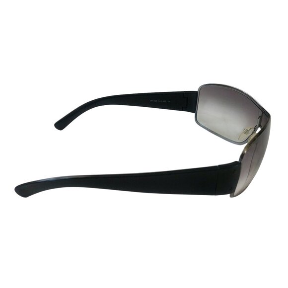 (SOLD) Prada Black Silver Shield Tinted Sunglasses Unisex SPS 52E 5AV-5D1 125 - Picture 4 of 16